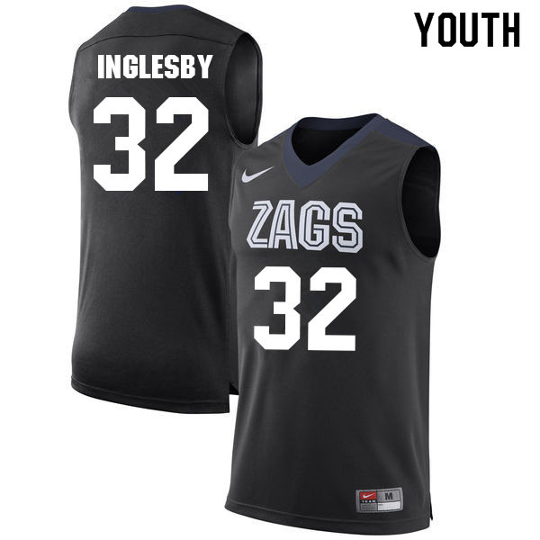 Youth #32 Evan Inglesby Gonzaga Bulldogs College Basketball Jerseys Sale-Black